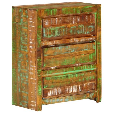 VidaXL - Cassettiera Vintage In Legno Massello, Credenza Con 2 Ante E Cassetti