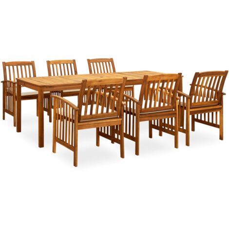 Set da Pranzo da Giardino 7 pz con Cuscini Massello di Acacia vidaXL (1/5)