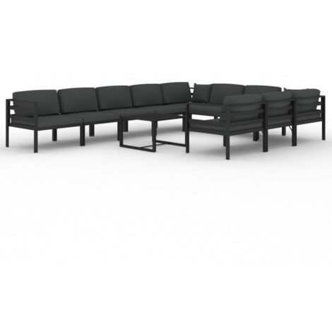 Set Divani da Giardino 11 pz con Cuscini in Alluminio Antracite vidaXL (1/5)