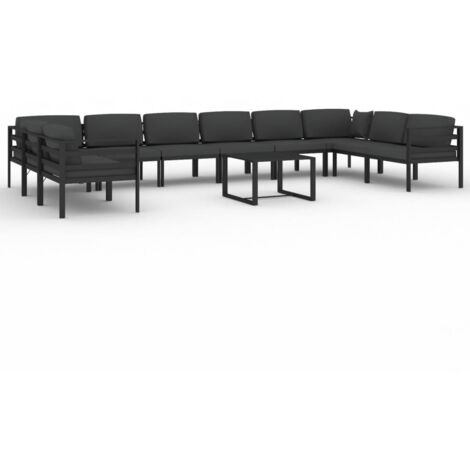 Set Divani da Giardino 11 pz con Cuscini in Alluminio Antracite vidaXL (1/5)