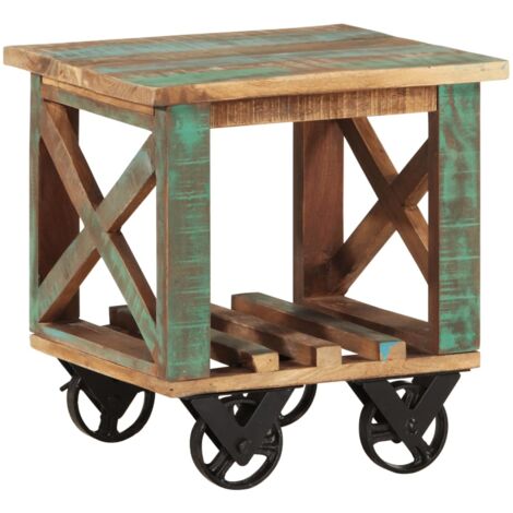 vidaXL Tavolino con Ruote 40x40x42 cm in Legno Massello di Recupero (1/5)