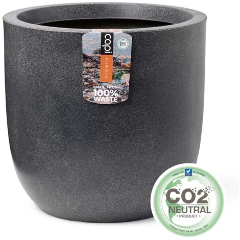 Fioriera Rotonda In Plastica Riciclata 32 Cm, Colore Grigio, 12 Litri, Per Interni Ed Esterni, Resistente Ai Raggi UV