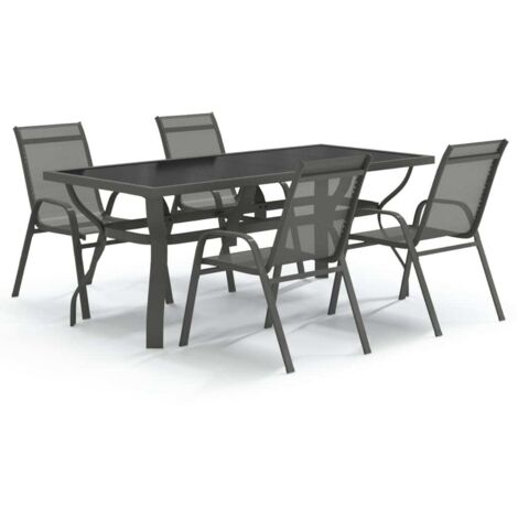 Set da Pranzo da Giardino 5 pz Grigio e Nero vidaXL