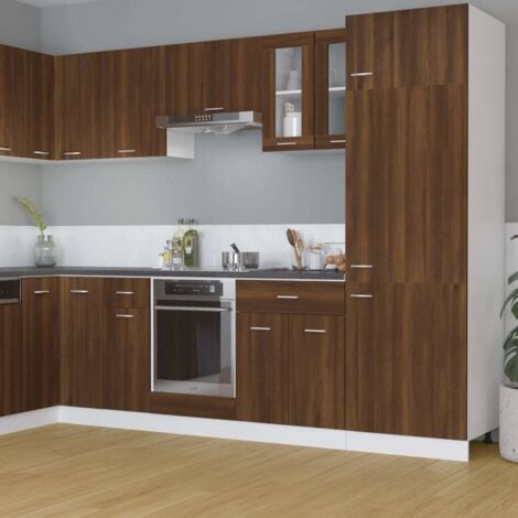 Mobile Pensile con Vetro “Lyon” Rovere Marrone 60x31x60 cm vidaXL