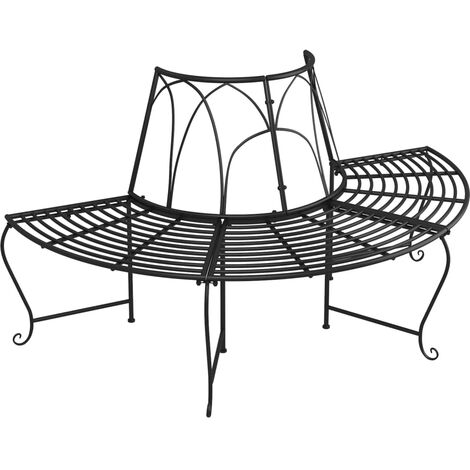 Panchina Semicircolare Per Albero VidaXL, 160 Cm, In Acciaio, Grigio Argento, Resistente Alle Intemperie - 3
