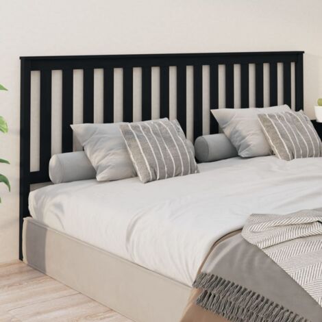 Testiera per Letto Nera 206x6x101 cm in Legno Massello di Pino vidaXL (1/6)