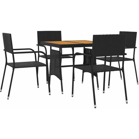Set da Pranzo per Giardino 5 pz in Polyrattan Nero vidaXL (1/5)
