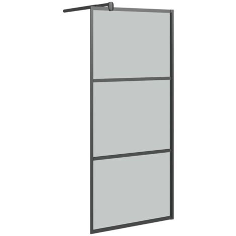 Parete Doccia Walk in 80x195 cm in Vetro Scuro ESG Nero vidaXL