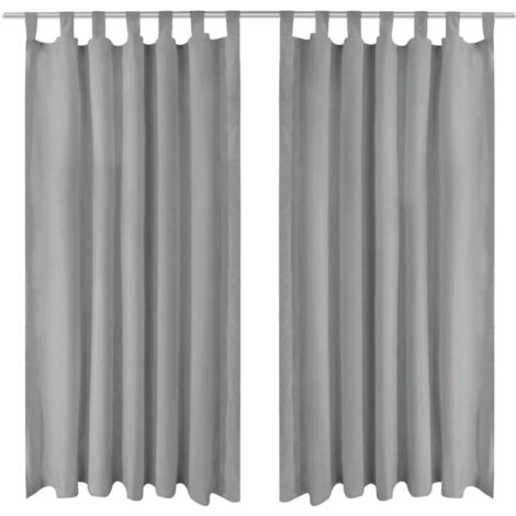 vidaXL 2 Pz Tende in Micro Raso con Passanti 140x225 cm Grigie