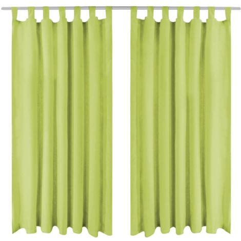vidaXL 2 Pz Tende in Micro Raso con Passanti 140x225 cm Verdi