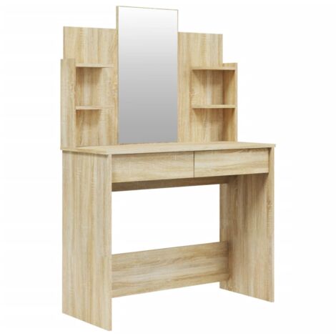 Toeletta Con Specchio VidaXL In Rovere Sonoma - 80x39x80 Cm - Legno Multistrato, Design Moderno, Ampio Spazio Portaoggetti - 2
