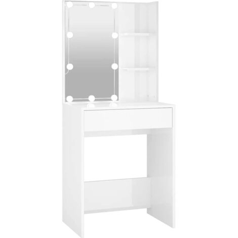 Toeletta con LED Bianco Lucido 60x40x140 cm vidaXL