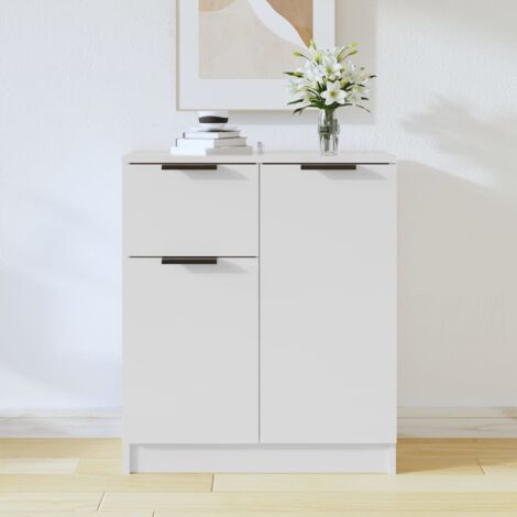 Credenza VidaXL 160x36x75 Cm - In Legno Multistrato, Bianco, Con Ante E Cassetti, Design Minimalista - Foto 12