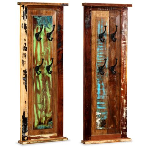 vidaXL Appendiabiti 2 pz in Legno Massello di Recupero 38x100 cm