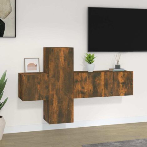 Furniture Limited - Set Mobili Porta TV 3 pz Rovere Fumo in Legno