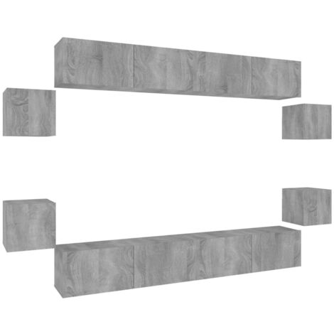 vidaXL Set Mobili Porta TV 8pz Grigio Sonoma in Legno Multistrato