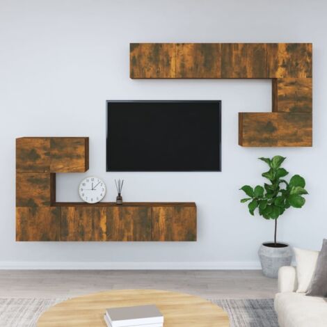 Mobile Porta TV a Parete Rovere Fumo in Legno Multistrato vidaXL (1/5)