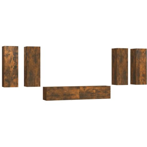 Set di Mobili Porta TV 6 pz Rovere Fumo in Legno Multistrato vidaXL (1/5)