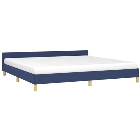 vidaXL Giroletto con Testiera senza Materasso Blu 200x200 cm Tessuto (1/5)