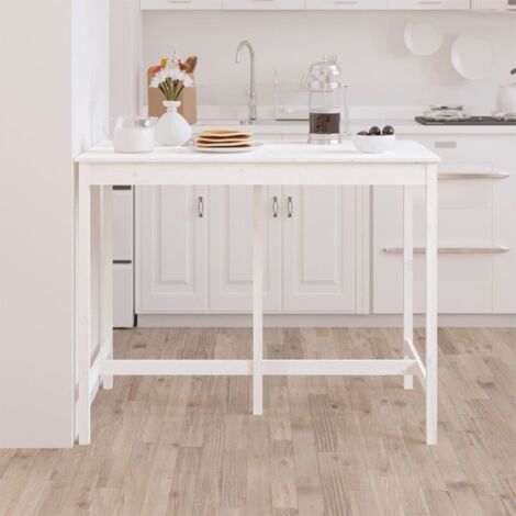 Bar Table White 140x80x110 cm Solid Wood Pine vidaXL