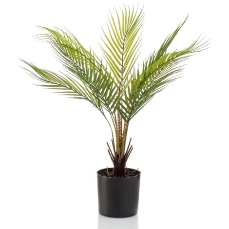 Palma Artificiale In Vaso - Foglia A Ventaglio, Altezza 45 Cm, Vaso Nero, Per Interni Ed Esterni