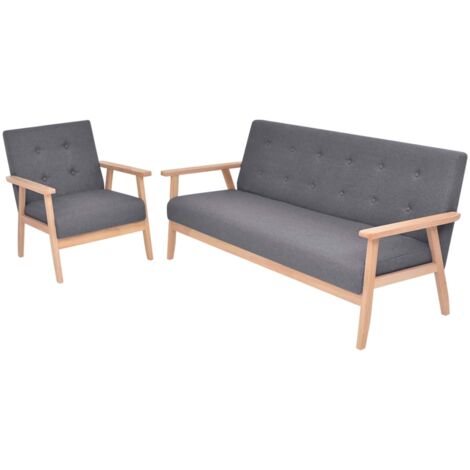 vidaXL Set di Divani 2 pz in Tessuto Grigio Scuro