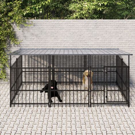 vidaXL Gabbia per Cani da Esterno con Tetto in Acciaio 3,75 m² (1/5)