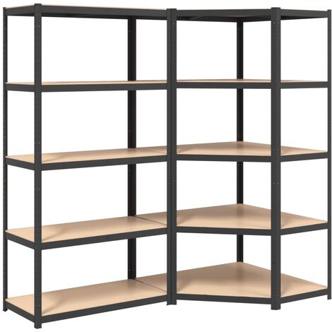 vidaXL Scaffali Resistenti 5 Ripiani 2pz Grigio Acciaio e Multistrato (1/5)