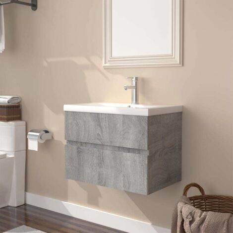 vidaXL Mobile Bagno e Lavabo Integrato Grigio Sonoma Legno Multistrato