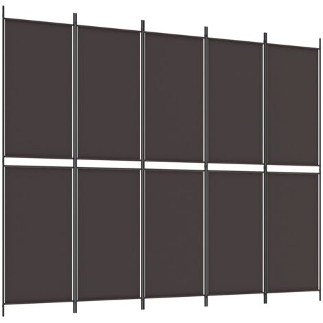 Divisorio a 5 Pannelli Marrone 250x200 cm in Tessuto vidaXL