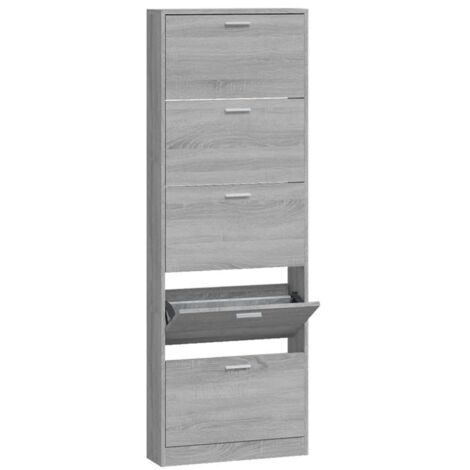 vidaXL Scarpiera Grigio Sonoma 59x17x169 cm in Legno Multistrato