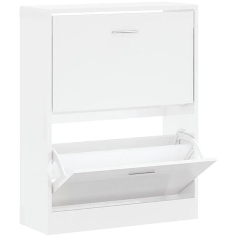 Scarpiera Bianco Lucido 63x24x81 cm in Legno Multistrato vidaXL