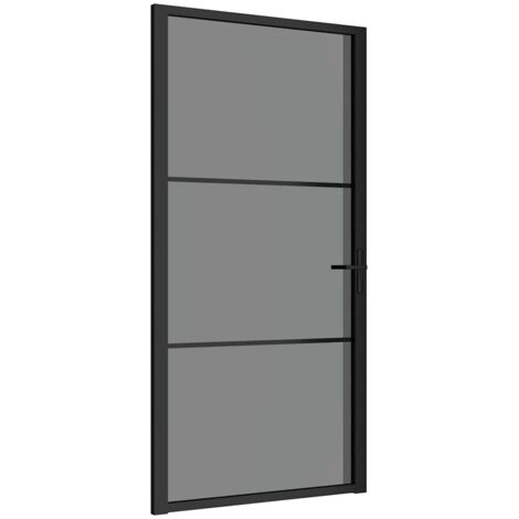 vidaXL Porta Interna 102,5x201,5 cm Nera in Vetro ESG e Alluminio