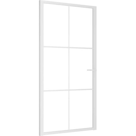 Porta Interna 102,5x201,5 cm Bianca in Vetro ESG e Alluminio vidaXL