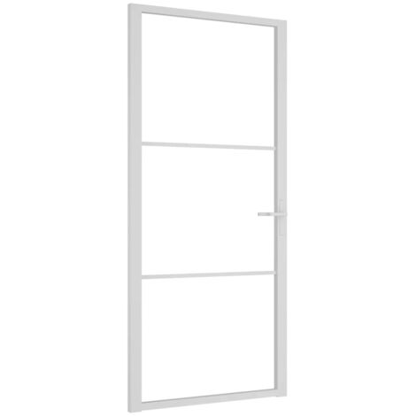 vidaXL Porta Interna 93x201,5 cm Bianca in Vetro ESG e Alluminio