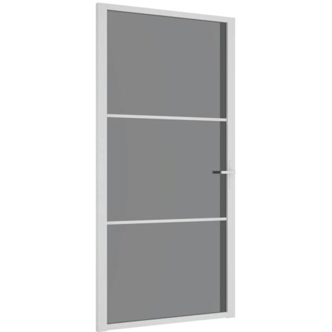 vidaXL Porta Interna 102,5x201,5 cm Bianca in Vetro ESG e Alluminio