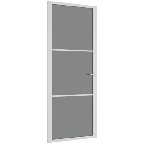 vidaXL Porta Interna 83x201,5 cm Bianca in Vetro ESG e Alluminio
