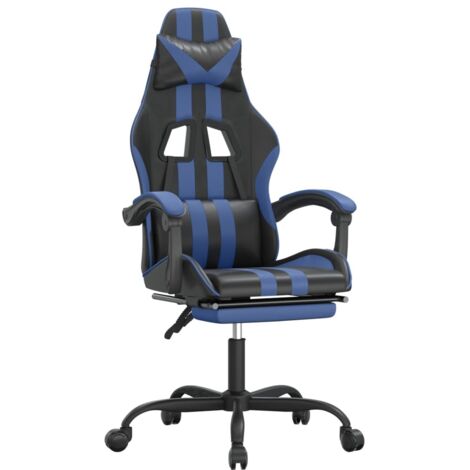 Sedia da Gaming Girevole con Poggiapiedi Nero e Blu Similpelle vidaXL
