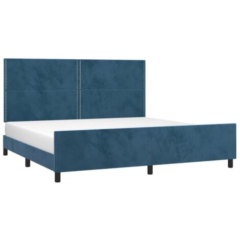 vidaXL Giroletto senza Materasso Blu Scuro 200x200 cm in Velluto (1/5)