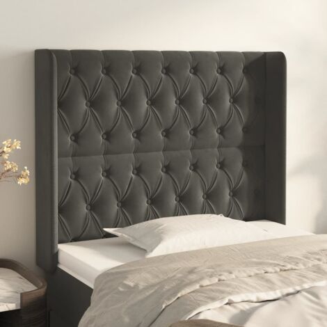 Testiera ad Orecchio GrigioScuro 103x16x118/128cm in Velluto vidaXL (1/5)