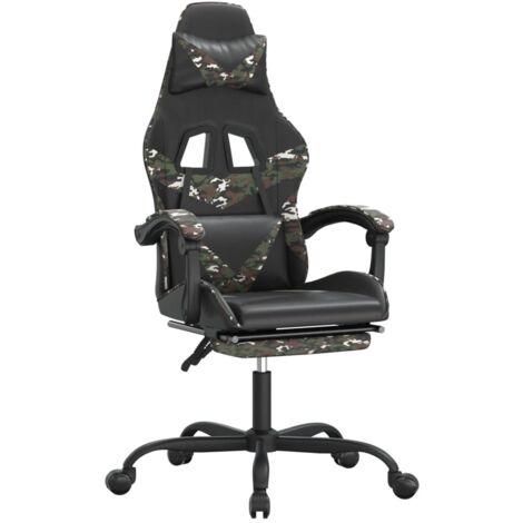 vidaXL Sedia da Gaming Girevole Poggiapiedi Nero e Mimetico Similpelle