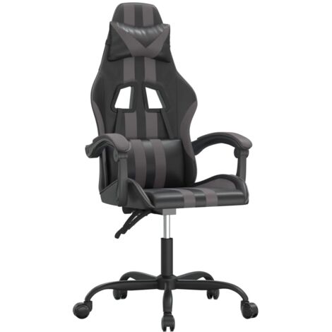 Sedia da Gaming Girevole Nera e Grigia in Similpelle vidaXL (1/5)
