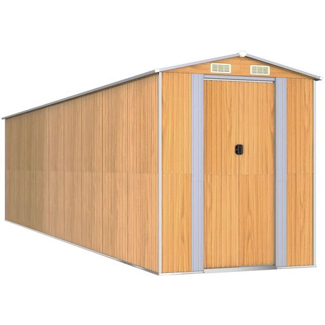 vidaXL Capanno Giardino Marrone Chiaro 192x772x223 cm Acciaio Zincato