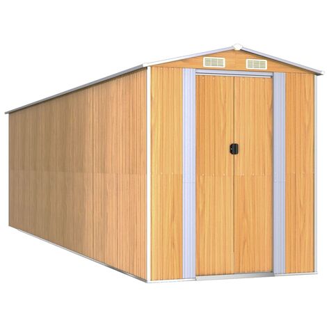 vidaXL Capanno Giardino Marrone Chiaro 192x689x223 cm Acciaio Zincato