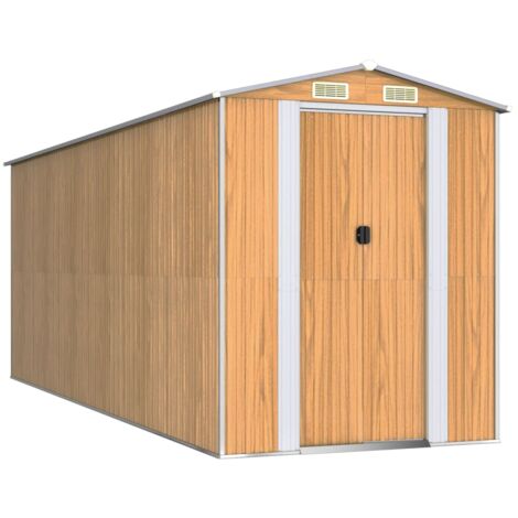 vidaXL Capanno Giardino Marrone Chiaro 192x523x223 cm Acciaio Zincato