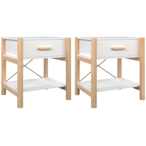 Tavolini da Letto 2pz Bianchi 42x38x45 cm in Legno Multistrato vidaXL (1/5)