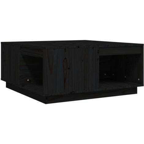 vidaXL Tavolino da Salotto Nero 80x81x36,5 cm Legno Massello di Pino