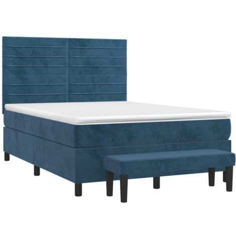 Giroletto a Molle con Materasso Blu Scuro 140x190 cm in Velluto vidaXL (1/5)