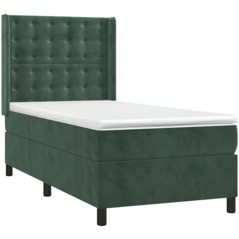 Giroletto a Molle con Materasso Verde Scuro 90x200 cm Velluto vidaXL (1/5)
