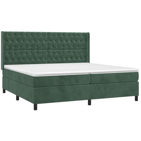 Giroletto a Molle con Materasso Verde Scuro 200x200 cm Velluto vidaXL (1/5)